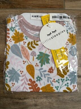 Little Sleepies dusty mauve Fall Leaves Print LS PJ